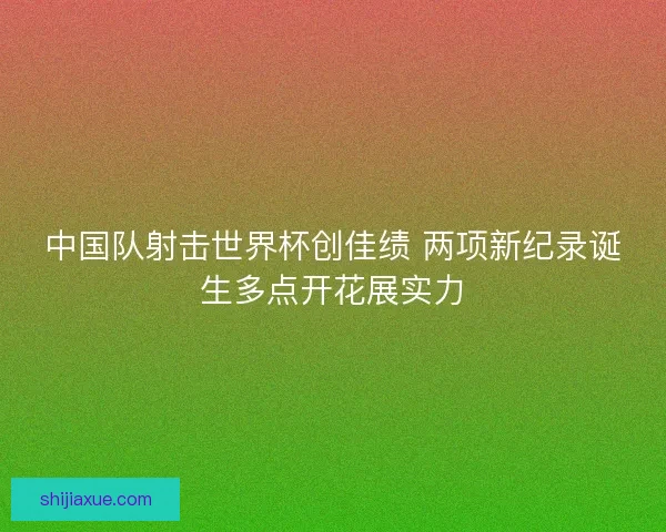 中国队射击世界杯创佳绩 两项新纪录诞生多点开花展实力