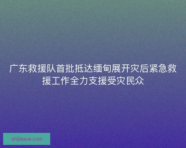广东救援队首批抵达缅甸展开灾后紧急救援工作全力支援受灾民众