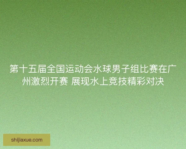 第十五届全国运动会水球男子组比赛在广州激烈开赛 展现水上竞技精彩对决