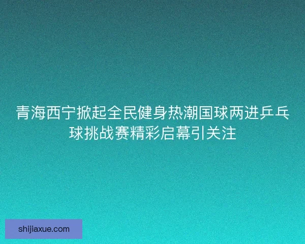 青海西宁掀起全民健身热潮国球两进乒乓球挑战赛精彩启幕引关注