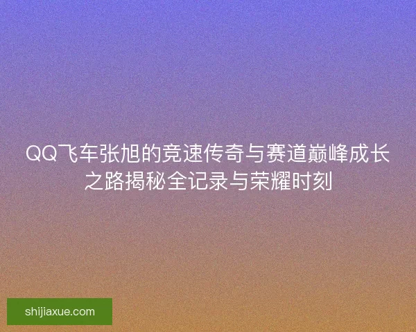 QQ飞车张旭的竞速传奇与赛道巅峰成长之路揭秘全记录与荣耀时刻