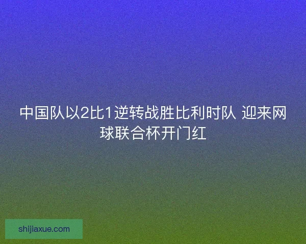 中国队以2比1逆转战胜比利时队 迎来网球联合杯开门红